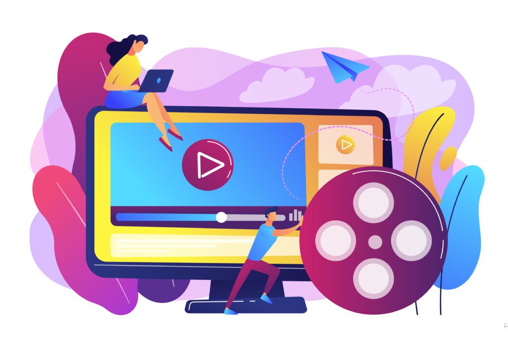 Video content marketing concept vector illustration.